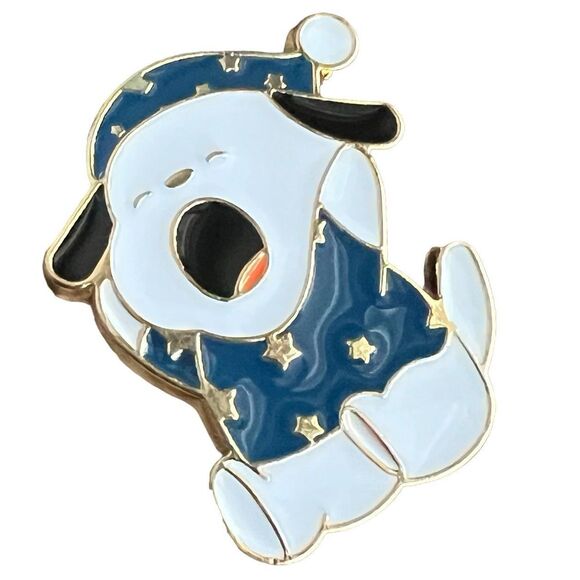 Kawaii Sleeping Pooch White Dog in Pajamas Enamel Pin - Picture 3 of 8